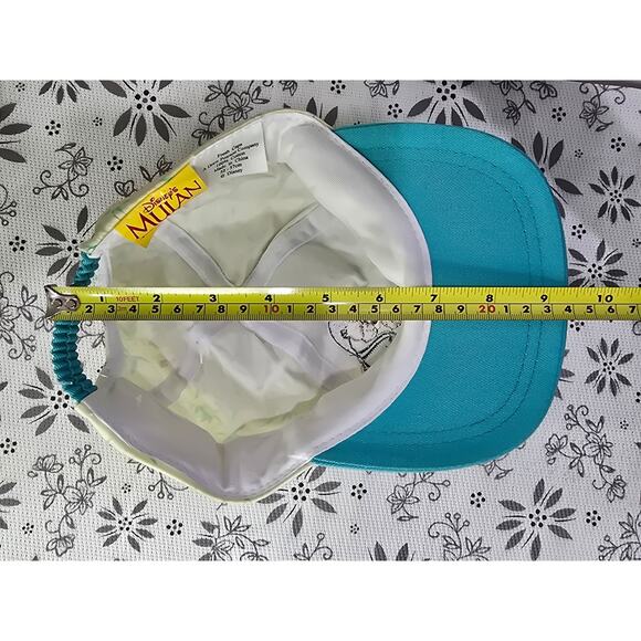 Vintage Disney Mulan 90s Youth Hat Teal Brim Bamboo Print - Picture 15 of 16